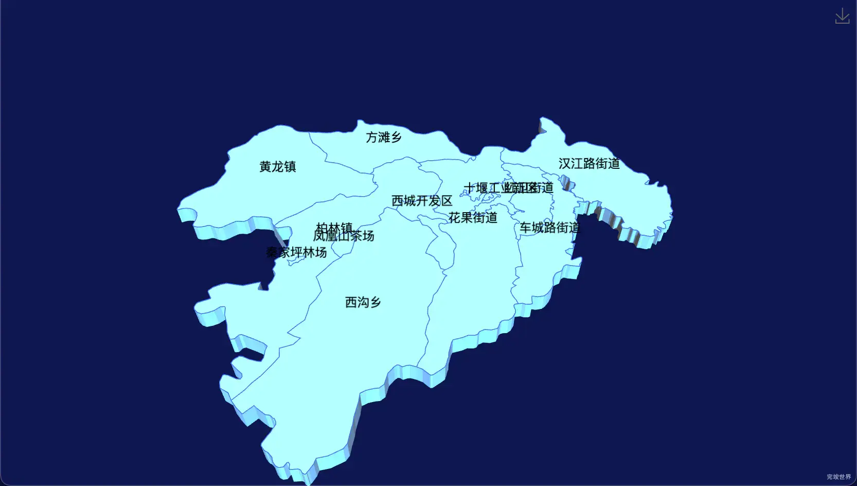 18 echarts 十堰市张湾区geoJson地图3d地图